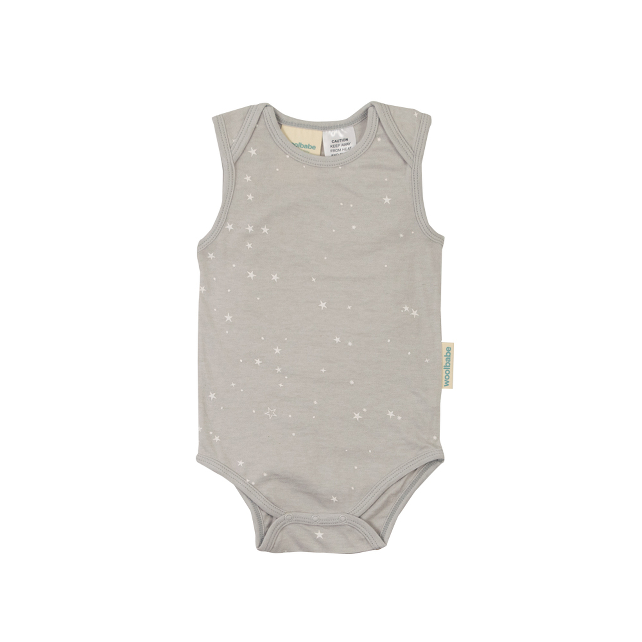 Woolbabe Merino/Organic Cotton Singletsuit - Pebble Stars - Nappies Direct