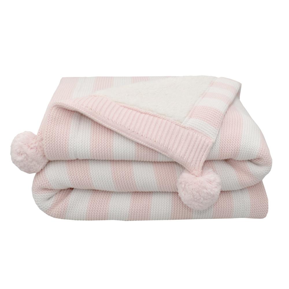 Living Textiles - Luxe Pompom Sherpa Blanket - Nappies Direct