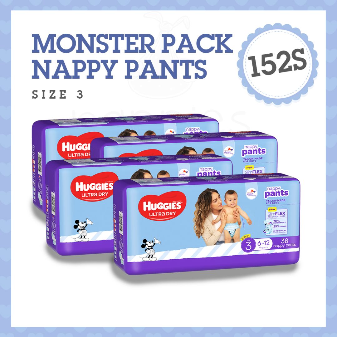Huggies Nappies  Pants Size 3  Crawler  Monster Box  Nappies Direct