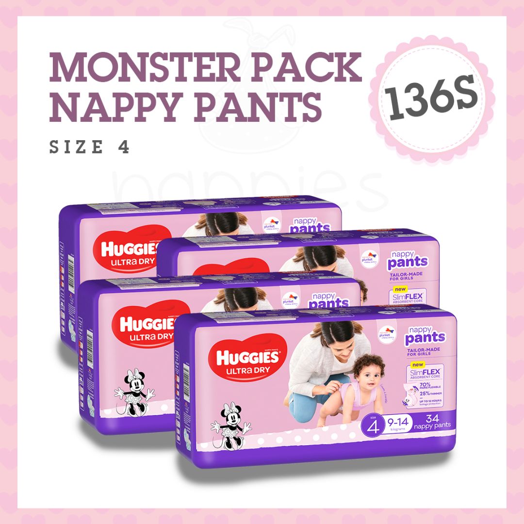 Huggies Nappies & Pants (Size 4 – Toddler) - Monster Box - Nappies Direct