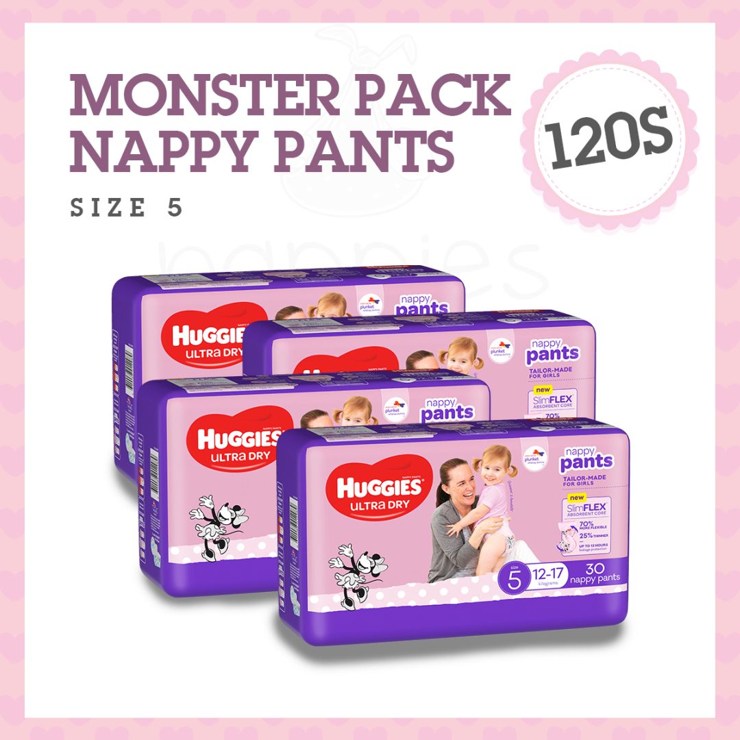 Huggies Ultimate Nappy Pants, Girls, Size 5 Walker (14-18kg), 51 Count :  Amazon.com.au: Baby