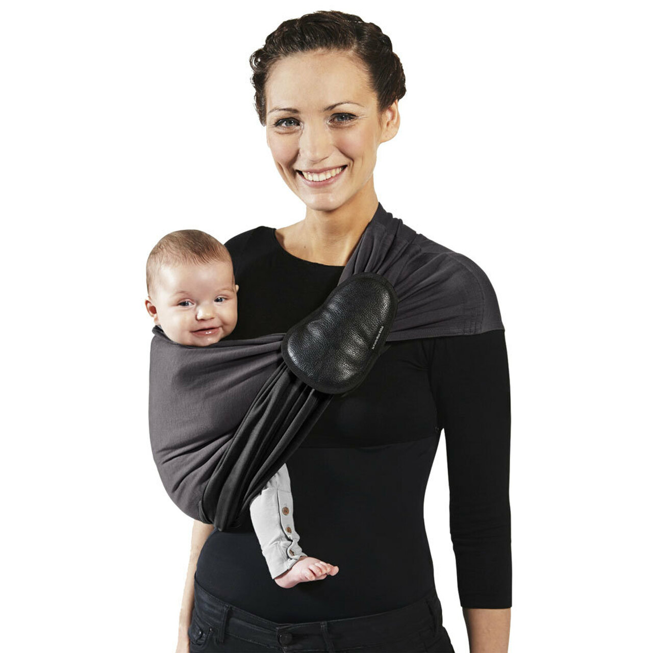 Little Wrap Without A Knot Ring Sling Charcoal Black Nappies Direct
